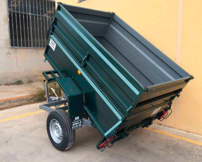 Remolque basculante hidráulico manual + freno de inercia 2.200 x 1.300 x 600 + 350 – Mma 750 kg