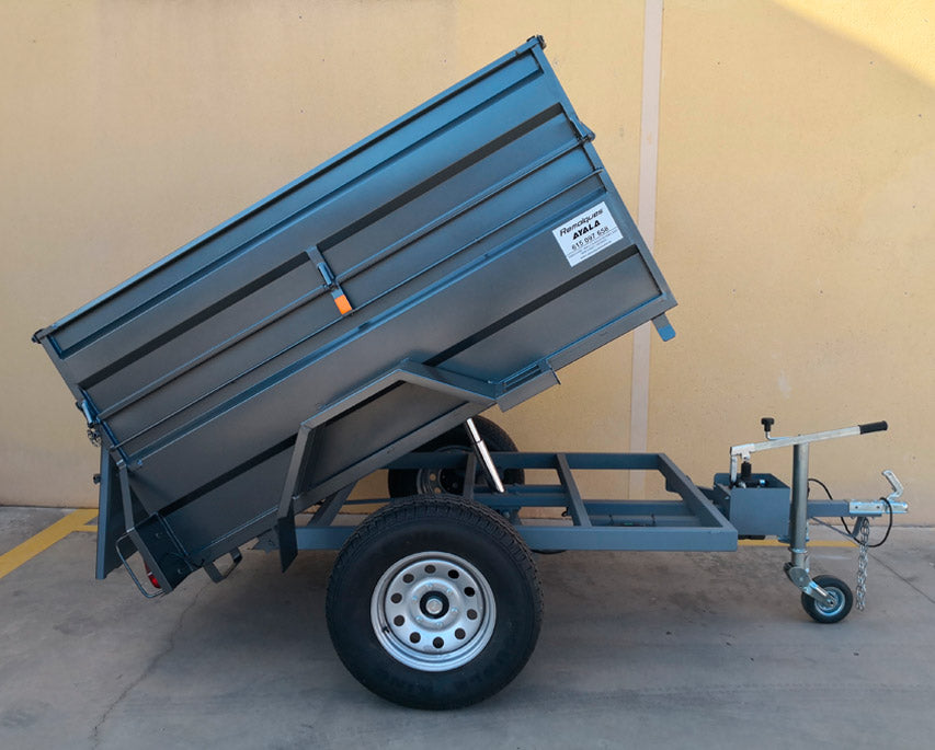 Remolque 4X4 basculante hidráulico manual 2.200 x 1.300 x 600 + 350 – Mma 750 kg