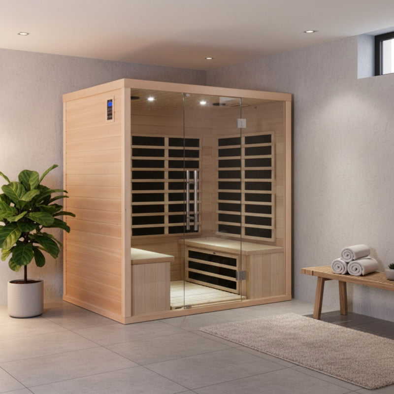 Sauna de infrarrojos con paneles de carbono 3200W LUXE 4 lugares - SNÖ