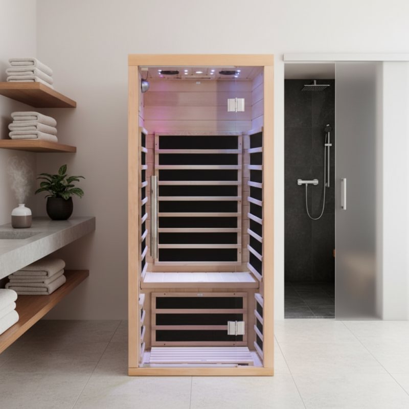 Sauna de infrarrojos con paneles de carbono LUXE 1670W 1 plaza - SNÖ